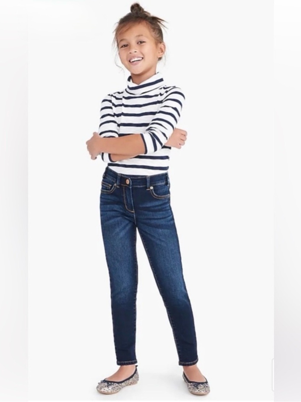 J.Crew Crewcuts Girls Anywhere Jeans Elastic Classic Wash Stretch Cotton Slim 10